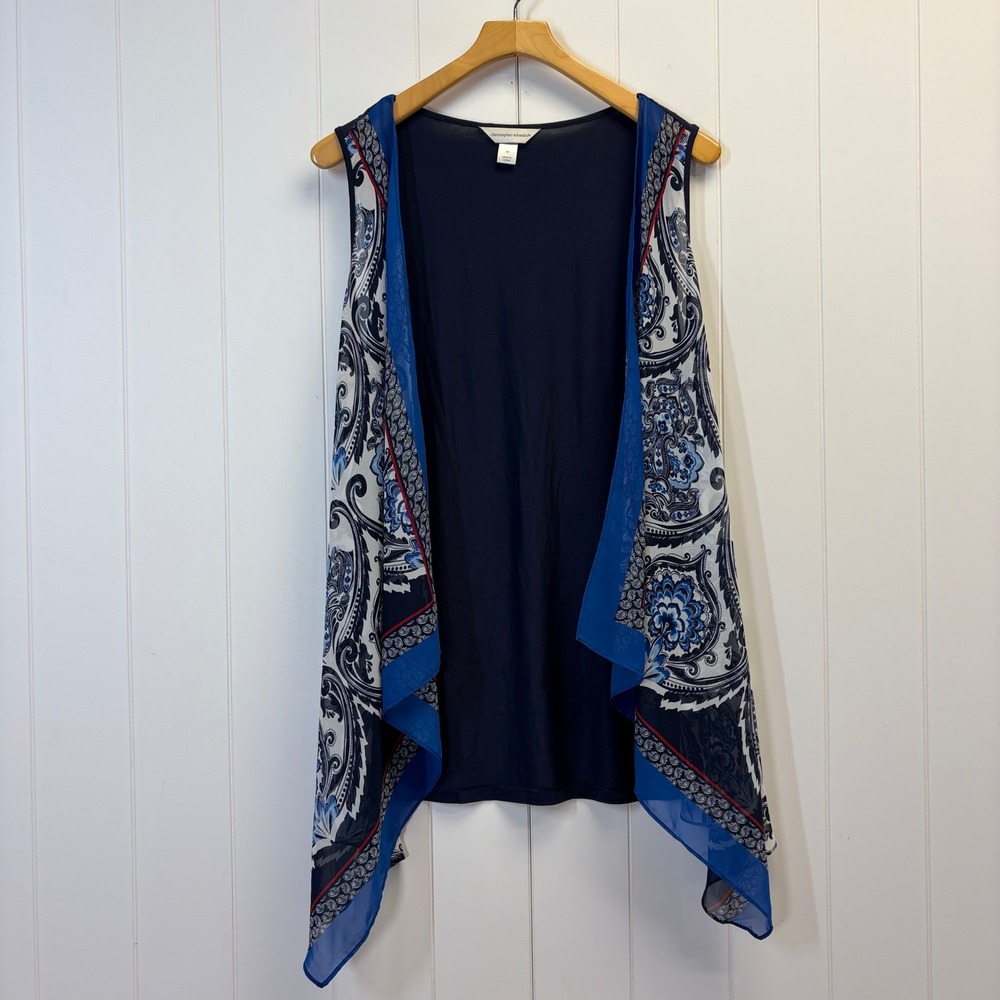 Christopher & Banks Boho Open Front Vest Cardigan Women Medium Old Money Coastal
